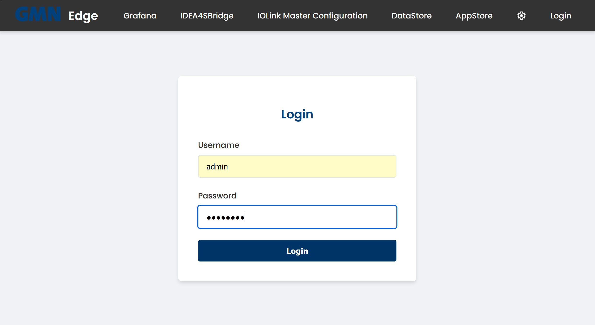 Login-Seite (Beispielabbildung; Logo und Farben Ihres Geräts weichen ab)
