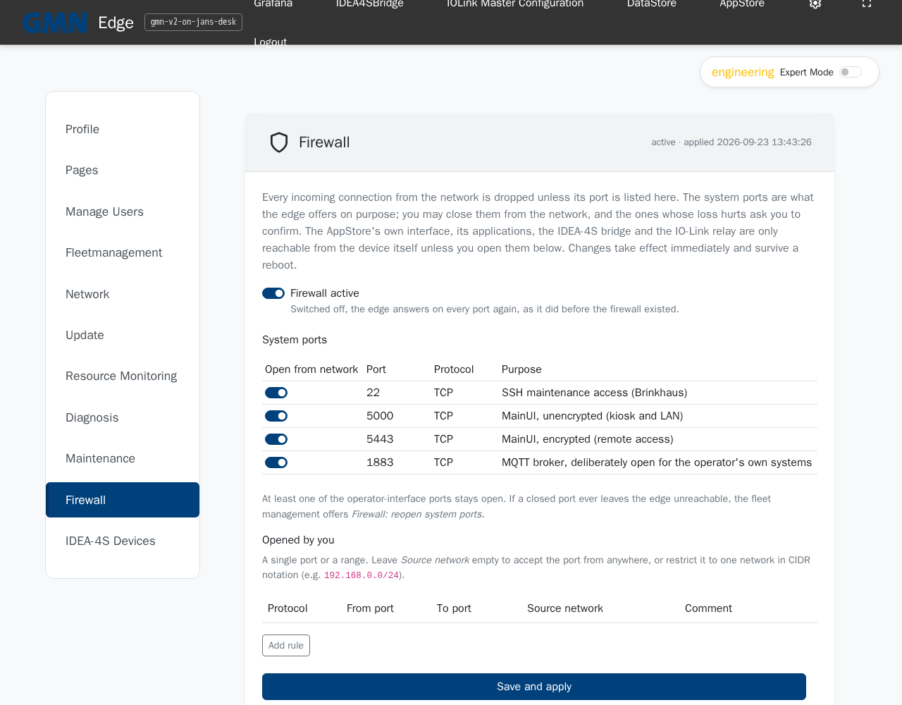 Einstellungen → Firewall